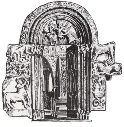 Romanische Pforte in Schloß Tirol